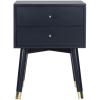 Safavieh Home Collection Lyla Mid Century Retro Silver Cap Nightstand, Walnut/Gold(Navy / Gold)