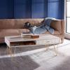Safavieh Home Collection Marigold Mid-Century White Wash and Brass Hairpin Leg Coffee Table(White Washed / Brass)