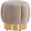 Safavieh Home Collection Maxine Pink and Gold Channel Tufted Otttoman Ottoman(Pale Taupe / Gold)