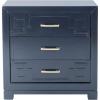 Safavieh Home Collection Raina Grey 3-Drawer Greek Key Nightstand(Navy)