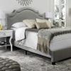 Safavieh Home Collection Theron Navy Velvet Nickel Nailhead Trim Full Bed(Grey)