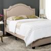 Safavieh Home Collection Theron Navy Velvet Nickel Nailhead Trim Full Bed(Light Beige)