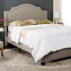 Safavieh Home Collection Theron Navy Velvet Nickel Nailhead Trim Full Bed(Light Grey)