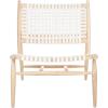Safavieh Home Soleil Natural and White Leather Woven Accent Chair(White / Natural)