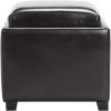 Safavieh Hudson Collection Kaylee Leather Single Tray Square Storage Ottoman(Brown)