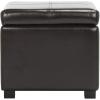 Safavieh Hudson Collection Williamsburg Brown Leather Square Storage Ottoman(Brown)