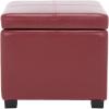 Safavieh Hudson Collection Williamsburg Brown Leather Square Storage Ottoman(Red)