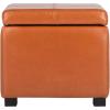 Safavieh Hudson Collection Williamsburg Brown Leather Square Storage Ottoman(Saddle)
