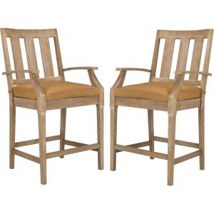 Couture Patio Collection San Salvador Natural and White 24.5-inch Patio Counter Stools (Set of 2)(Natural/Brown)
