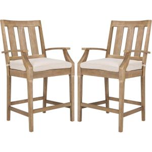 Couture Patio Collection San Salvador Natural and White 24.5-inch Patio Counter Stools (Set of 2)(Natural/White)