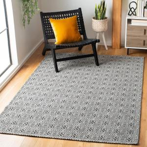 Martha Stewart x SAFAVIEH Area Rug Collection – 4′ x 6′, Charcoal & Grey, Flat Weave Cotton, Ideal for Living Room, Foyer, Bedroom, Accent Space (MSR402H)(Charcoal/Grey)