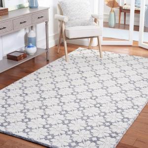 Martha Stewart x SAFAVIEH Area Rug Collection – 4′ x 6′, Ivory, Handmade Wool, Ideal for Living Room, Foyer, Bedroom, Accent Space (MSR3503A)(Ivory/Navy)
