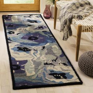 Martha Stewart x SAFAVIEH Area Rug Collection – 4′ x 6′, Red, Handmade Wool, Ideal for Living Room, Foyer, Bedroom, Accent Space (MSR4872A)(Blue)