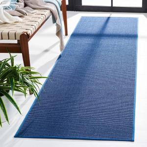 Martha Stewart x SAFAVIEH Area Rug Collection – 4′ x 6′, Red, Sisal & Jute, Farmhouse Style, Ideal for Living Room, Foyer, Bedroom, Accent Space (MSR9501Q)(Blue)