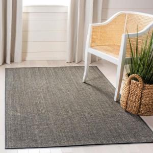 Martha Stewart x SAFAVIEH Area Rug Collection – 4′ x 6′, Red, Sisal & Jute, Farmhouse Style, Ideal for Living Room, Foyer, Bedroom, Accent Space (MSR9501Q)(Charcoal)