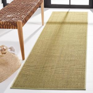 Martha Stewart x SAFAVIEH Area Rug Collection – 4′ x 6′, Red, Sisal & Jute, Farmhouse Style, Ideal for Living Room, Foyer, Bedroom, Accent Space (MSR9501Q)(Green)