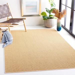 Martha Stewart x SAFAVIEH Area Rug Collection – 4′ x 6′, Red, Sisal & Jute, Farmhouse Style, Ideal for Living Room, Foyer, Bedroom, Accent Space (MSR9501Q)(Natural/White)