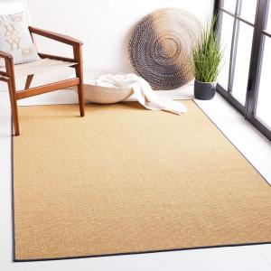 Martha Stewart x SAFAVIEH Area Rug Collection – 4′ x 6′, Red, Sisal & Jute, Farmhouse Style, Ideal for Living Room, Foyer, Bedroom, Accent Space (MSR9501Q)(Natural/Grey)