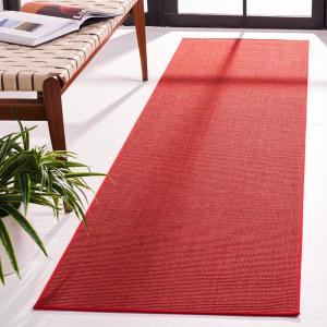 Martha Stewart x SAFAVIEH Area Rug Collection – 4′ x 6′, Red, Sisal & Jute, Farmhouse Style, Ideal for Living Room, Foyer, Bedroom, Accent Space (MSR9501Q)(Red)