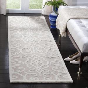 Martha Stewart x SAFAVIEH Area Rug Collection – 4′ x 6′, Whetstone Grey, Handmade Wool, Marais Scroll Design, Ideal for Living Room, Foyer, Bedroom, Accent Space (MSR4324A)(Fledgling)