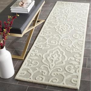 Martha Stewart x SAFAVIEH Area Rug Collection – 4′ x 6′, Whetstone Grey, Handmade Wool, Marais Scroll Design, Ideal for Living Room, Foyer, Bedroom, Accent Space (MSR4324A)(Whetstone Grey)