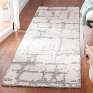 Martha Stewart x SAFAVIEH Area Rug Collection – 5′ x 8′, Charcoal & Ivory, Handmade Wool, Ideal for Living Room, Bedroom, Office, Dining Space (MSR4533H)(Light Grey/Ivory)