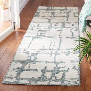 Martha Stewart x SAFAVIEH Area Rug Collection – 5′ x 8′, Charcoal & Ivory, Handmade Wool, Ideal for Living Room, Bedroom, Office, Dining Space (MSR4533H)(Teal/Ivory)