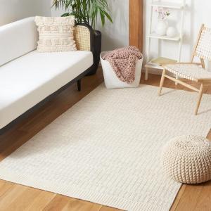 Martha Stewart x SAFAVIEH Area Rug Collection – 5′ x 8′, Ivory & Grey, Handmade Wool, Ideal for Living Room, Bedroom, Office, Dining Space (MSR9603A)(Ivory/Grey)