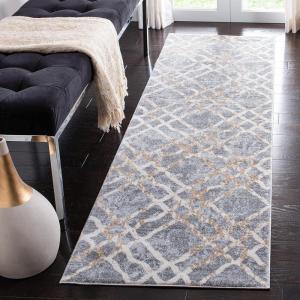 Martha Stewart x SAFAVIEH Area Rug Collection – 5’3″ x 7’7″, Ivory & Turquoise Blue, Non-Shedding & Easy Cleaning, Ideal for Living Room, Bedroom, Office, Dining Space (MSR0957A)(Silver/Ivory)