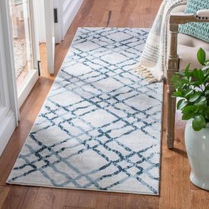 Martha Stewart x SAFAVIEH Area Rug Collection – 5’3″ x 7’7″, Ivory & Turquoise Blue, Non-Shedding & Easy Cleaning, Ideal for Living Room, Bedroom, Office, Dining Space (MSR0957A)(Ivory/Turquoise)