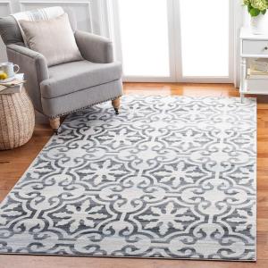 Martha Stewart x SAFAVIEH Area Rug Collection – 5’3″ x 7’7″, Navy & Ivory, Non-Shedding & Easy Cleaning, Ideal for Living Room, Bedroom, Office, Dining Space (MSR0956N)(Grey/Ivory)
