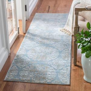 Martha Stewart x SAFAVIEH Area Rug Collection – 5’3″ x 7’7″, Silver & Ivory, Non-Shedding & Easy Cleaning, Ideal for Living Room, Bedroom, Office, Dining Space (MSR0958G)(Denim Blue/Ivory)