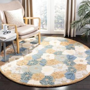 Martha Stewart x SAFAVIEH Area Rug Collection – 6′ Round, Cornucopia Beige, Handmade Wool & Viscose, Ideal for Living Room, Bedroom, Office, Dining Space (MSR3625C)(Cornucopia Beige)