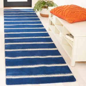 Martha Stewart x SAFAVIEH Area Rug Collection – 6′ Round, Toffee Gold, Handmade Wool & Viscose, Ideal for Living Room, Bedroom, Office, Dining Space (MSR3617B)(Wrought Iron/Navy)