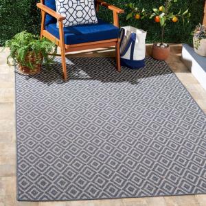 Martha Stewart x SAFAVIEH Outdoor Area Rug Collection – 5’3″ x 7’7″, Aqua & Cream, Weather Resistant & Washable, Ideal for Patio, Backyard, Mudroom, Deck, Dining Space (MSRO337J)(Navy/Ivory)