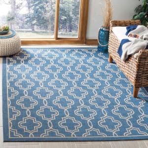 Martha Stewart x SAFAVIEH Outdoor Area Rug Collection – 5’3″ x 7’7″, Blue & Beige, Weather Resistant & Washable, Ideal for Patio, Backyard, Mudroom, Deck, Dining Space (MSR4274-243)(Blue/Beige)