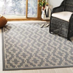 Martha Stewart x SAFAVIEH Outdoor Area Rug Collection – 5’3″ x 7’7″, Blue & Beige, Weather Resistant & Washable, Ideal for Patio, Backyard, Mudroom, Deck, Dining Space (MSR4274-243)(Anthracite/Beige)