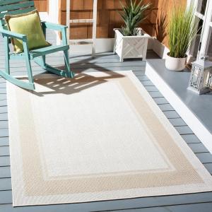 Martha Stewart x SAFAVIEH Outdoor Area Rug Collection – 5’5″ x 7’7″, Ivory & Beige, Weather Resistant & Washable, Ideal for Patio, Backyard, Mudroom, Deck, Dining Space (MSRO317B)(Ivory/Beige)