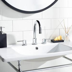 SAFAVIEH BRF1061C Solea Collection Poised Dual Handle 9 Inch Chrome Bathroom Vessel Faucet