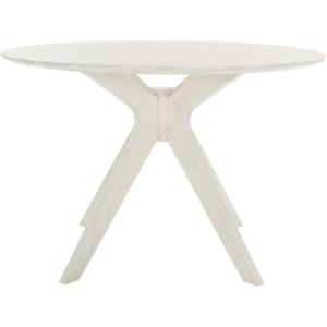 SAFAVIEH Couture Collection – Carolee Black 46-Inch Round Dining Table, Farmhouse Dining Table for Kitchen or Dining Room, Seats Up to 4 (SFV2134B)(White Washed)