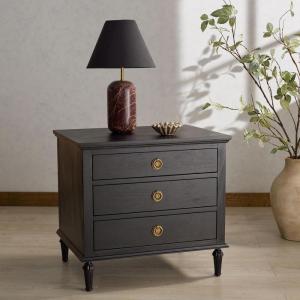 SAFAVIEH Couture Collection – Lisabet Light Oak 3-Drawer Wood Nightstand, Fully Assembled Bedroom Storage with Metal Drawer Glides (SFV7705D)(Black)