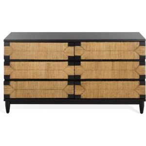SAFAVIEH Couture Collection – Roseanne Black & Natural Banana Stem Dresser, Modern 6-Drawer Storage Chest (SFV1328A)(Black/Natural)