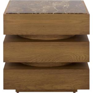 SAFAVIEH Couture Collection – Shayrina Walnut & Dark Brown Marble Accent Table, Sculptural Wood Base Side Table (SFV9765B)(Walnut/Dark Brown)