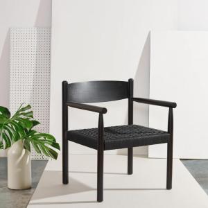 SAFAVIEH Couture Collection Adalee Accent Chair, Natural Brown Danish Rope Solid Wood, Fully Assembled (SFV9025A)(Black)