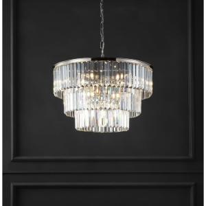 SAFAVIEH Couture Collection Karissa Art Deco Crystal Nickle 3-Tier Adjustable Halo Chandelier(Nickle)