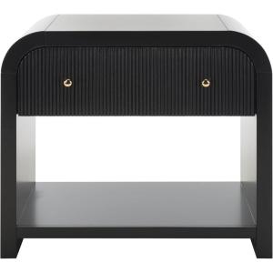 SAFAVIEH Couture Collection Liabella Black/Gold 1-Drawer Curved Nightstand (Fully Assembled)(Black/Gold)