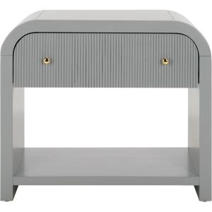 SAFAVIEH Couture Collection Liabella Black/Gold 1-Drawer Curved Nightstand (Fully Assembled)(Light Grey/Gold)
