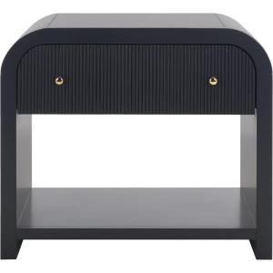 SAFAVIEH Couture Collection Liabella Black/Gold 1-Drawer Curved Nightstand (Fully Assembled)(Navy/Gold)