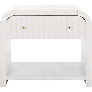 SAFAVIEH Couture Collection Liabella Black/Gold 1-Drawer Curved Nightstand (Fully Assembled)(White/Gold)