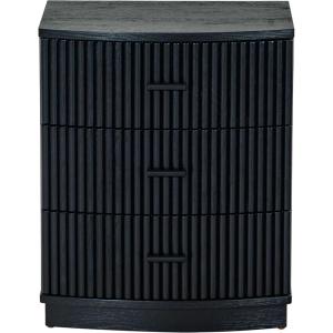 SAFAVIEH Couture Collection Shelbie Black 3-Drawer Reeded Nightstand, Fully Assembled Bedside Accent Table(Black/Black)